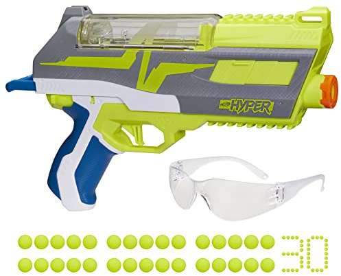 NERF Hyper Impulse-40 Blaster, 30 Nerf Hyper Rounds, Spring-Open Instant Reload Hopper, Up to 110 FPS Velocity, Eyewear Included