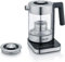 Hervidor de agua de cristal GRAEF WK350, 1 litro, diseño de alta calidad, cristal Schott Duran, acero inoxidable, ajuste de temperatura, colador de té, iluminación LED, base de 360°, función de