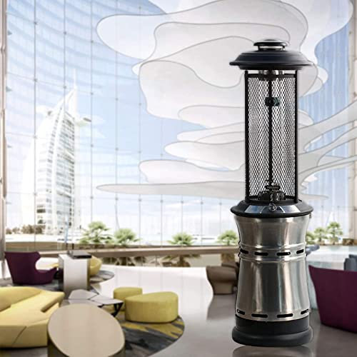 Exception Chauffage De Terrasse sur Pied avec Roues, Chauffage Compact Au Propane Liquide, Chauffage Au Gaz Propane en Acier Inoxydable, pour Commerce/Maison
