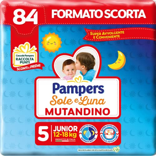 Pampers Solen och månen Junior Trosblöja, Storlek 5 (12-18 kg), 84 Blöjor