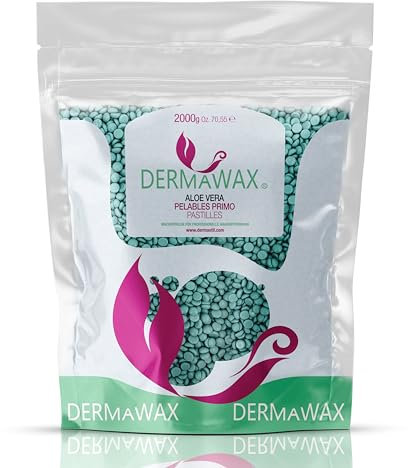 Dermawax 2 kg Heißwachs Wachsperlen Aloe Vera – Haarentfernung ohne Streifen für Gesicht, Beine, Bikini & Intimbereich – Sanftes Waxing für sensible Haut – Professionelles Wachs, Made in Italy