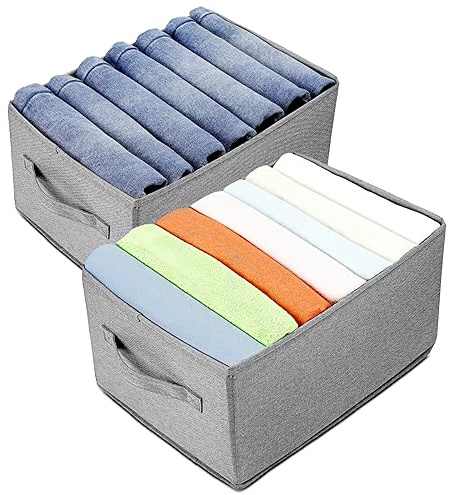 AiQInu Organizer Armadio Cassettiera per Jeans, 2 Pezzi Organizer Armadio Salvaspazio Pieghevoli con 7 Scomparti, Organizer Cassetti Armadio per Pantaloni, Jeans, Biancheria Intima, Magliette