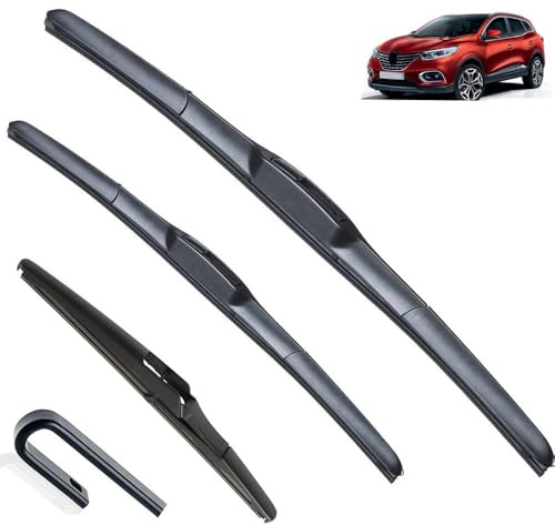 Balais d'essuie-glace avant et arrière compatible avec Renault Kadjar 2015-2023 pare-brise pare-brise fenêtre voiture pluie brosse 26179