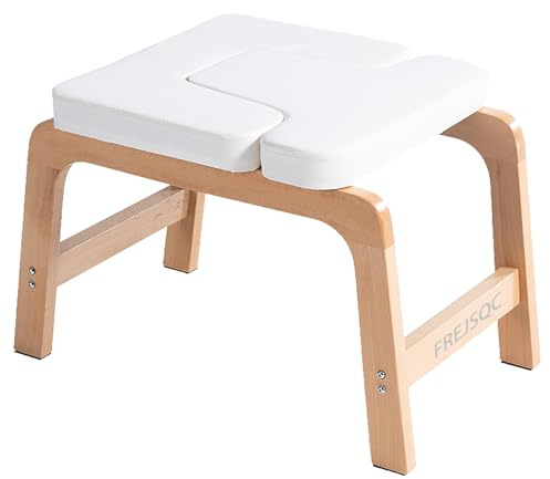 FREJSQC Beech Wood Headstand Yoga Chair for Inversions and Relaxation,Correct Posture, Build Strength and Flexibility,Fat Burning and Balance Training (White)