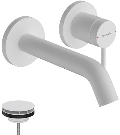 hansgrohe Tecturis S - Bathroom tap wall-Mounted for Concealed Installation, Bathroom Sink Water tap with spout 16,5cm, Bathroom Mixer tap Water-Saving (EcoSmart+), matt White, 73350700