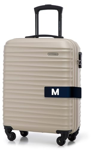 WITTCHEN GROOVE Line | Liten resväska, handbagageväska | Handbagage Rejält bagage | Hårt bagage ABS Nummerlås Teleskophandtag | 4 länkhjul | Storlek S | Beige SAS/Ryanair/Norwegian/Wizz Air/BRA