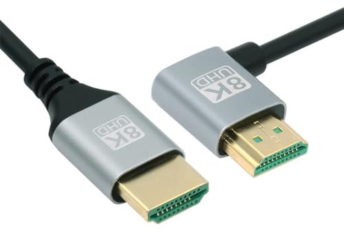 NFHK Cavo HDMI 2.1 ultra sottile HDTV 8K 4K iper super flessibile cavo sottile ad angolo retto 90 gradi tipo A maschio a maschio per computer HDTV 50 cm