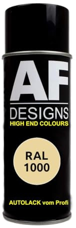 Alex Flittner Designs Spraydose RAL1000 GRUENBEIGE Spraydose glänzend | RAL Spraydose in 400 ml. Exaktes Farbergebniss nach RAL Norm. Leuchte Farben, Sehr schnelle Trockung und extrem lange