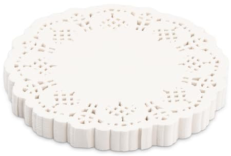 Anseom 200 Pezzi Tovagliette di Carta Rotondi in Pizzo Bianco, 5.5 Pollici Centrini di Carta Merletto, Usa e Getta per Dessert Matrimonio Decorazione