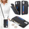 SailorTech Handyhülle für iPhone 11 Etui mit Kartenfach, iPhone 11 Hülle mit Verstellbarer Halskette, iPhone 11 Handytasche mit Reißverschluss Geldbörse - Schwarz