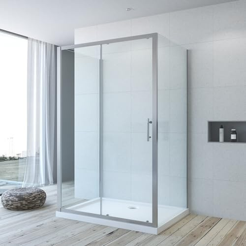 Duschkabine Eckeinstieg U Form Dusche 160 x 75 x 185 cm Duschabtrennung 3 Seiten U Kabine Eckdusche Schiebetür mit Seitenwand Freistehend Sicherheitsglas ESG klar ohne Duschwanne Duschtasse