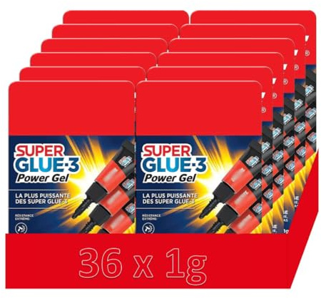 Super Glue-3 Power Gel Mini Dose, starkt gummiberikat lim, minidos ultrastarkt gellim, omedelbar torkning, transparent lim, 36 rör 1 g