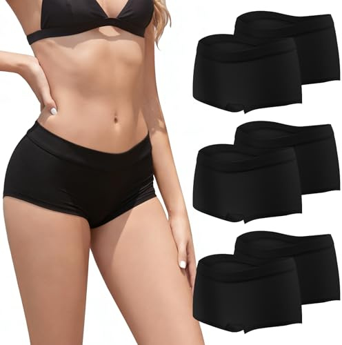 Boxer Femme Coton Shorty Doux sous-vêtement Élastique Lot de 6 Noir S