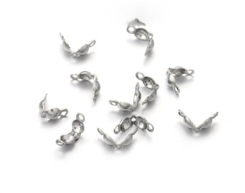 100–200 Stück Verbindungsverschluss, passend für 4 x 7 mm Kugelkette, Kalottenende, Crimps, Perlen, Verbindungskomponenten für DIY-Schmuckherstellung, Zubehör, Edelstahl, 2–100 Stück