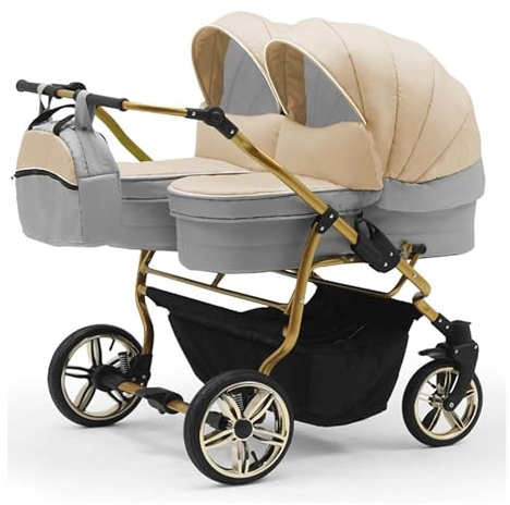 Zwillingskinderwagen 2 in 1 Duet Lux Goldedition inkl. Sportsitze - 10 Teile - in 20 Farben