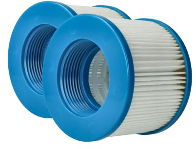 vhbw 2X Filterkartusche kompatibel mit Arebos 12 V 35 W | 50 W Pool - Ersatzfilter Blau Weiß