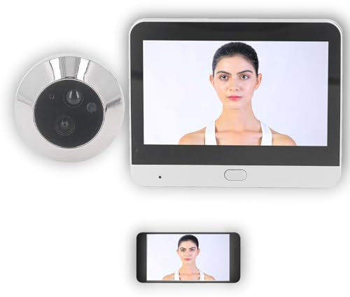 Yunir Wireless Peephole Camera, 1080P 120 Degree Viewing Night Vision Intercom Digital Door Viewer, Wireless Connection, 4.3 Inch Color Monitor, Two Way Intercom