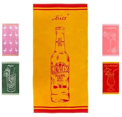 jilda-tex Telo mare, 90 x 180 cm, asciugamano da spiaggia, 100% cotone, velluto, spugna, facile da pulire (birra)