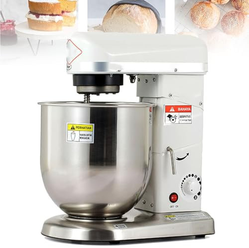 Hydravex Batteur sur Socle 500 W crème, pétrin Commercial avec Bols de mélange en Acier Inoxydable, Faible Bruit, Robot culinaire et mélangeur de Cuisine avec Crochet mélangeur, Crochet,White