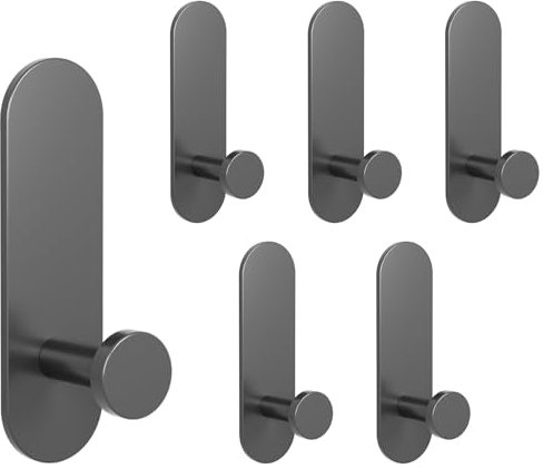 Uoxira Klebehaken 6 Stück Handtuchhalter Ohne Bohren Multifunktion Haken Selbstklebend Handtuchhaken Rostfrei Wandhaken für Bad Küche Hau Büro, Grau