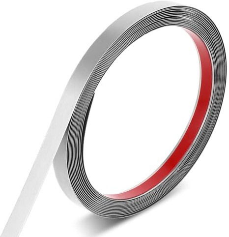 Styquenzer Garniture en métal brossé - Garniture murale autocollante en acier inoxydable pour cheminée, miroir, meubles et loisirs créatifs (argent, 5 x 1')