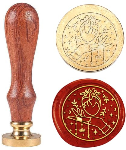 Hobbspring 1 Stück Vintage Wachssiegelstempel Hand Mit Herz Siegelwachs Stempel 25mm Abnehmbarer Messing Stempelkopf Mit Holzgriff Für Umschläge Hochzeitsdekoration Zurück zur Schule
