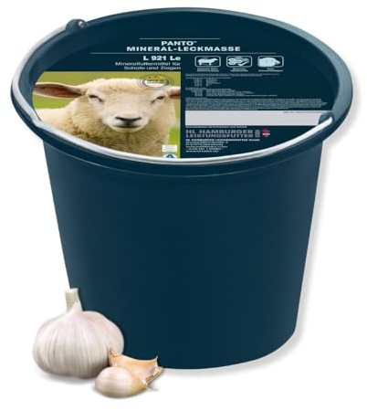 PANTO Mineralleckeimer InsektProtekt L921 20 kg – Leckstein Schafe & Ziegen | Leckschale ohne Kupfer, mit Selen, Zink & Knoblauch – Mineralversorgung mit natürlichem Insektenschutz für Schafe & Ziegen