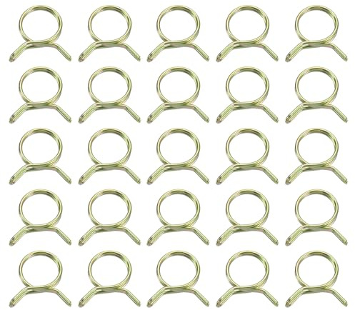 sourcing map 25Pcs Double Wire Spring Hose Clamps, 18mm Inner Dia Fit 18-20mm OD Hose Fuel Line Silicone Tube Clips, Color Zinc