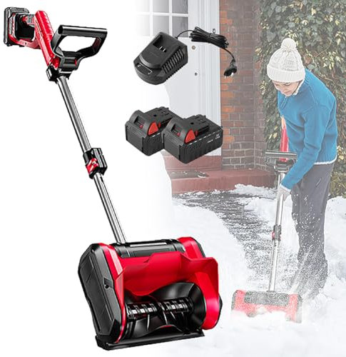 IYUESQ Pala da Neve Senza Fili, spazzaneve Elettrico per vialetto con Manico Regolabile e Asta telescopica, Larghezza 12,6 Pollici, profondità 6,3 Pollici, Distanza di Lancio 26 Piedi (ba