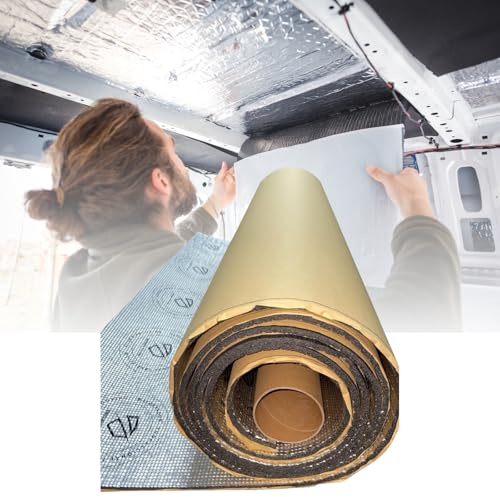 Shield Autocare 10mm (10m x 1m) Self Adhesive Van Insulation & Soundproofing for Campervans, Van Conversions, Cars, Shed, Loft, Garage, Underfloor Thermal Laminate Underlay, Thick Reflective Foil Roll