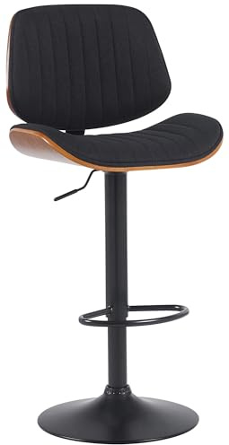 CLP Tabouret de Bar Clawson Revêtement Tissu I Chaise de Bar avec Cadre en Bois courbé réglable en Hauteur et pivotant I avec Dossier Couleur:Noyer/Noir;Couleur du Cadre:Noir