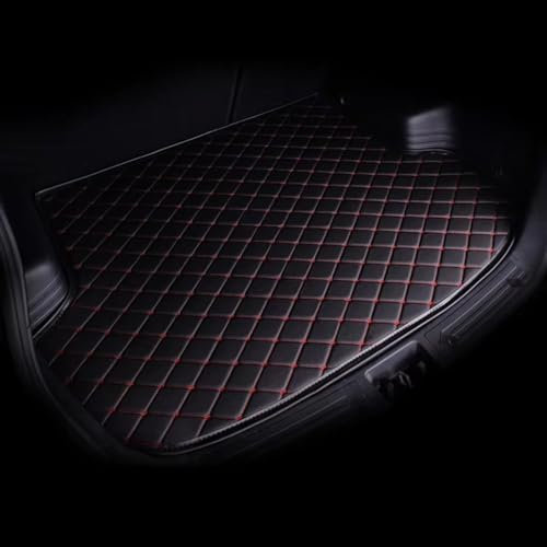 GEBBEM Auto Kofferraummatte für Opel Astra H Caravan Kombi 2004-2014, Leder Kofferraumwanne Anti-Scratch Anti-Slip Kofferraum Schutz Kofferraum Abdeckung Auto Innen Zubehör,B-Black with red line