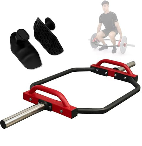 MAAOBR Hexagon Dumbbell Bar, Olympisches Gewichtheben für Kreuzheben, Kniebeugen Und Farmers Carrying, mit Rutschfesten Trainingsgriffen, Langhantel Für das Training Im Heimstudio(Rot)