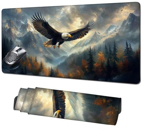 Alfombrilla Gaming,Alfombrilla Ratón Gris Mouse Pad,Águila Alfombrilla Escritorio Grande 1600x800x3mm,Protector Escritorio Alfombrilla Antideslizante,Mejora Precisión y Velocidad,Accesorios PC X1-1374