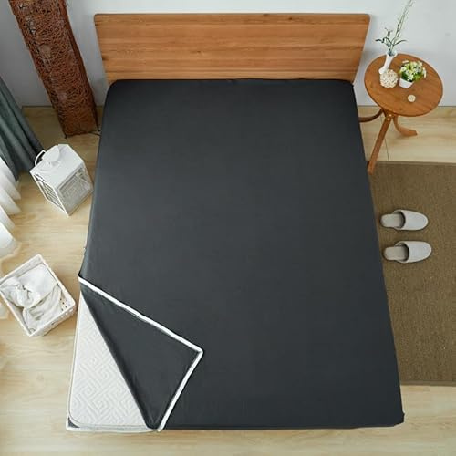 Coprimaterasso futon da pavimento con cerniera, tinta unita, copertura completa, lavabile, antipolvere e rimovibile, con cerniera, per materasso futon giapponese tatami (grigio scuro, 120 x 190 cm)