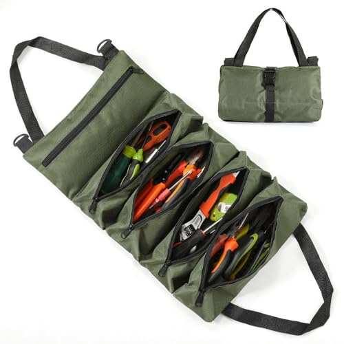 ZXTGBQ Werkzeug Rolltasche, Canvas Schraubenschlüssel Werkzeugtasche, Ideal für Klempner Handwerker und Elektriker, Mehrzweck Rolltasche, Werkzeugrolle Motorrad, Werkzeugtasche Klein, Werkzeug Tasche