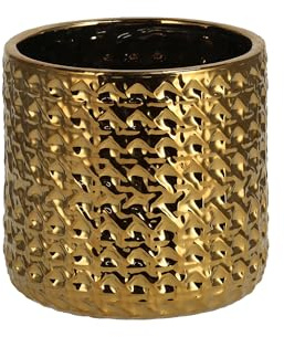 home&you - Blumentopf Sylvi, Blumentopf, Pflanzkübel, Blumenübertopf, Keramik, Pflanztopf, Dekorativ, Blumenkübel, Topf, 14.5xØ15cm - Gold