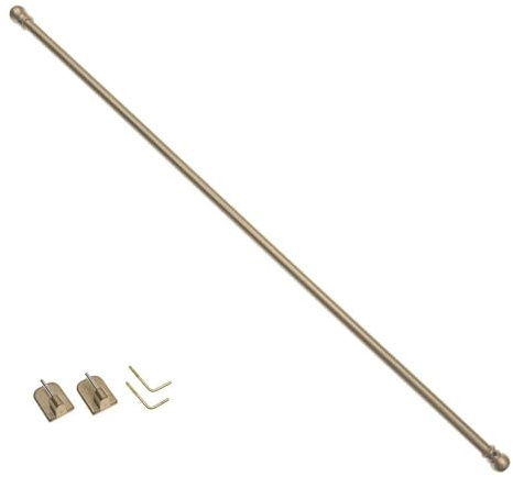 DécoProfi Messing Vitragenstange NOBLESSE 100 cm Ø 7 mm, Messing matt, ausziehbar inkl. Schraubhaken und Klebehaken