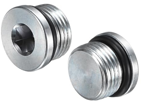 M METERXITY 2-Pack 7/8-14UNF Pipe Fitting Plug Carbon Steel | Inner Hex Head, Sensor Socket Plug, Seal O-Ring, Sealing Screw, Terminate Pipe Ends, High Pressure Washer