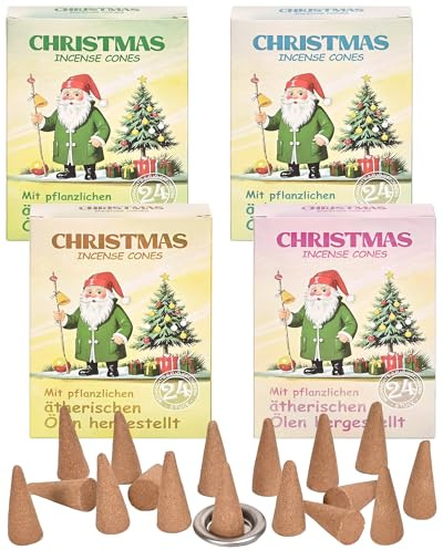 Christmas Incense Cones Variety Pack, 4 Boxes, 96 Cones Total