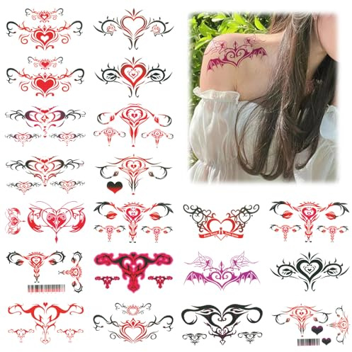 CutitiUU 20 Sheets Sexy Naughty Temporary Tattoos for Women Ladies,Abdomen Waist Waterproof Stickers for Bachelorette Party,Fun Fake Abdomen Waist Waterproof Removable Tattoo Stickers
