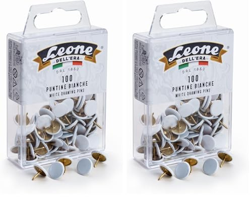 Bunte Reißzwecken Löwe des Era - Weiß in Hängebox mit 100 Stück (Packung mit 2)