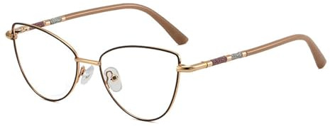Fantiace Kids Eyeglasses Blue Light Blocking Glasses for School Teen Boys Girls Cat eye Metal Fashion Glasses (C6)