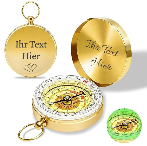 Personalisierter Kompass mit Gravur Foto Text Personalisierte Mini Kompas Schlüsselanhänger mit Leuchtziffern Geschenk für Mann Vater Freund Neffe