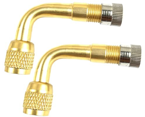 HYFZOD Autoventil Adapter, 2 Stück, Ventil Verlängerung Kupfer Ventiladapter Winkel, Ventilverlängerung Autoventil Reifenventilverlängerung Winkelventil für Auto Motorrad Fahrrad Scooter