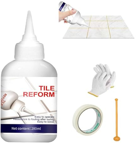 Stucco Impermeabile Per Fughe Di Piastrelle,Ripara E Rinnova Le Fughe Delle,Stucco E Sigillante Ad Asciugatura Rapida,Per Di Piastrelle Per Bagno E Soggiorno. (Bianco, 280 ml)