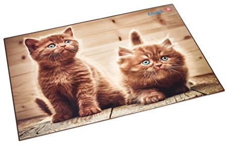 Läufer 46650 Schreibtischunterlage Katzen Neugierige Kätzchen, 53x40 cm, rutschfeste Schreibunterlage für Kinder, Zubehör für Kinderschreibtisch, mit transparenter Seitentasche