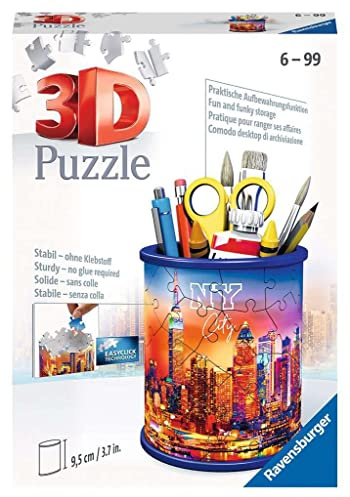 Ravensburger 3D Puzzle 11201 - Utensilo Skyline - 54 Teile - Stiftehalter für New York Fans ab 6 Jahren, Schreibtisch-Organizer für Kinder