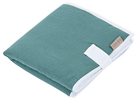 KraftKids Reisewickelunterlage in Musselin nilblau, Reisewickelauflage 60 cm x 60 cm, Wickelunterlage für unterwegs mit Liebe handgefertigt in der EU