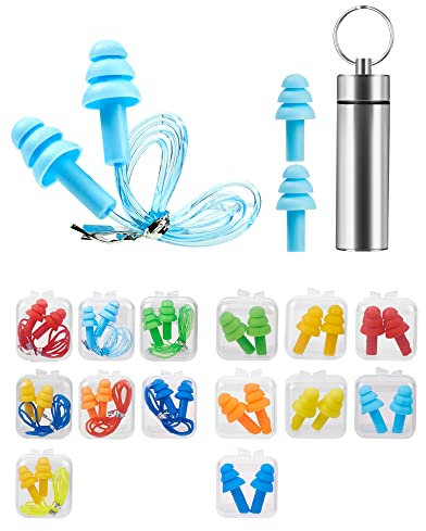 LAOYE 12 paia di tappi per le orecchie anti rumore, tappi per le orecchie per dormire tappi auricolari in silicone SNR 31 DB con 1 scatola in acciaio inossidabile